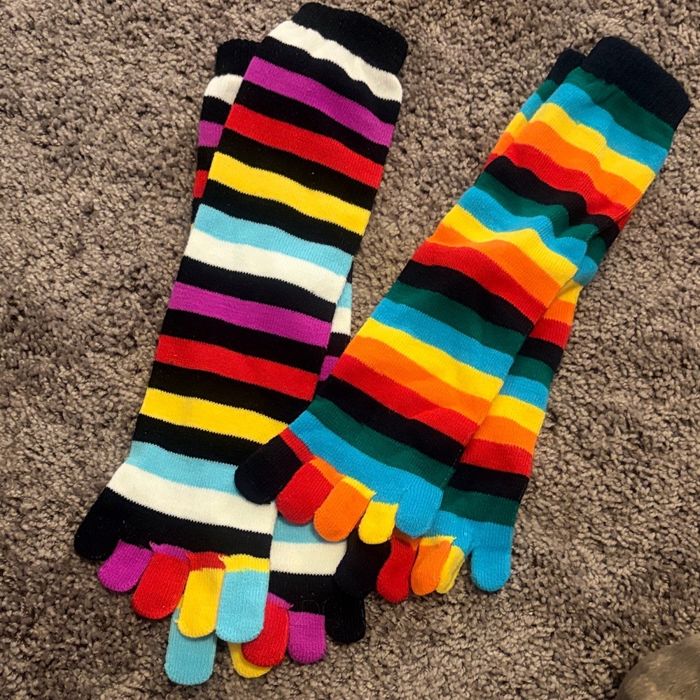 Colorful Striped Toe Socks